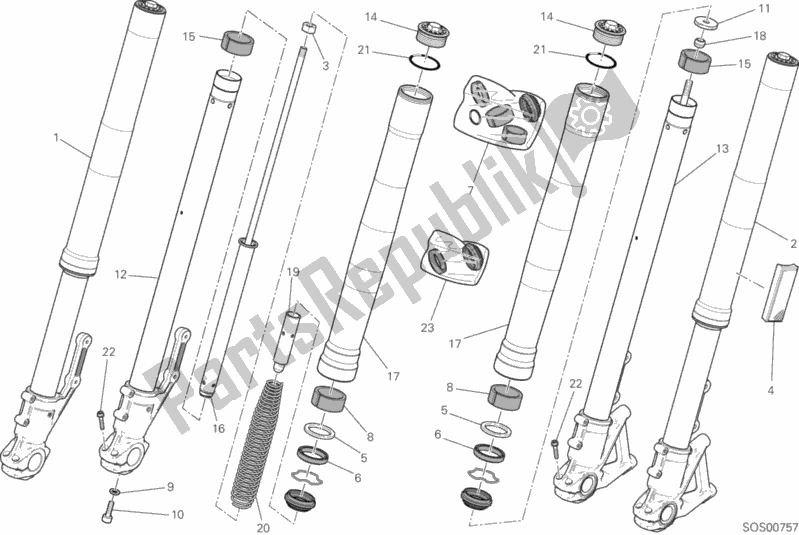 All parts for the Front Fork of the Ducati Scrambler Icon Thailand USA 803 2015